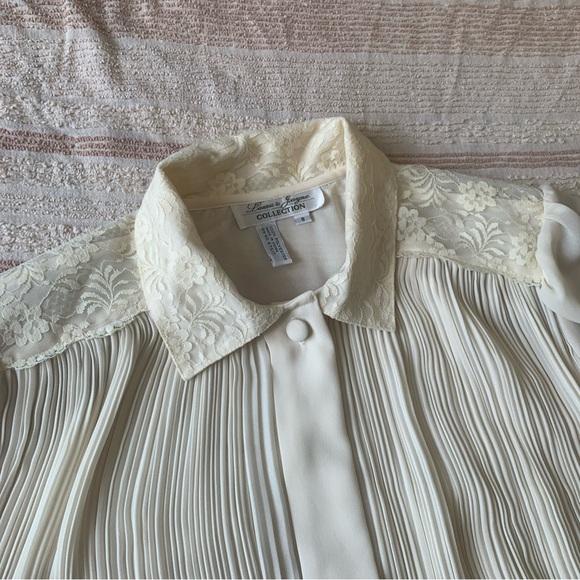 VTG Laura & Jayme Semi Sheer Blouse-  Pleated Dress Shirt Sz(8) - Picture 5 of 13